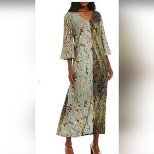 BRYN WALKER NWOTLILIANA AQUARIO ITALIAN PRINT VISCOSE WOMEN'S DRESS SIZE MEDIUM